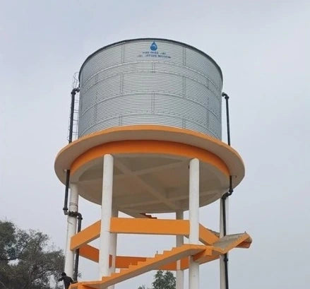 Completed rural overhead water tank, India